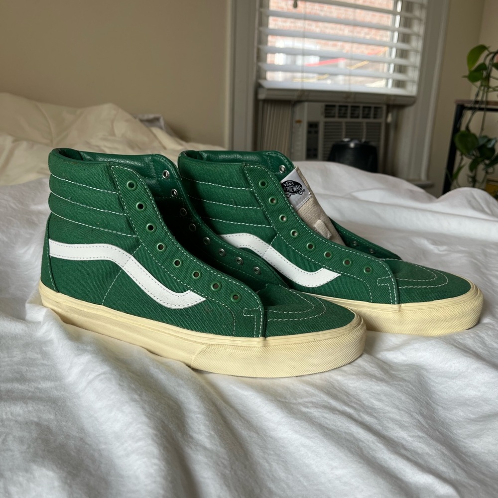 Vans Green and White High-Top Sneakers